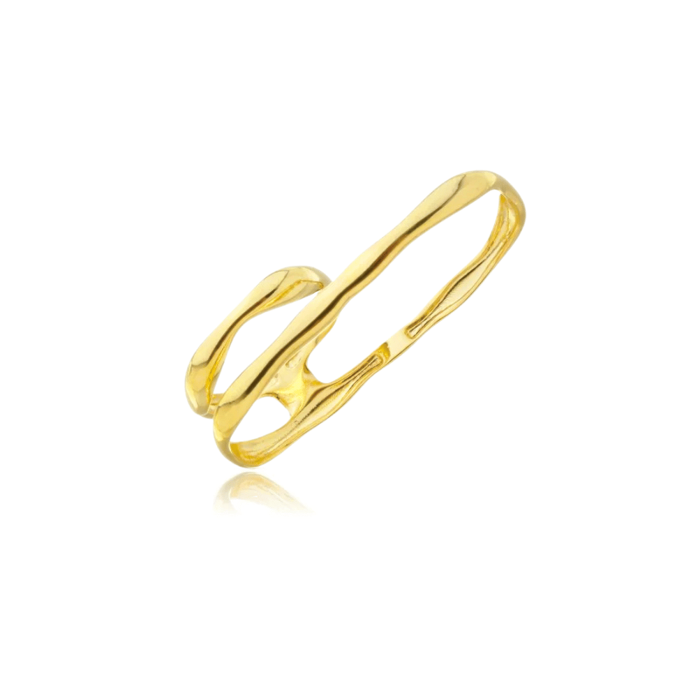 Anel Abestrato Dois Dedos Ajustável - Dourado