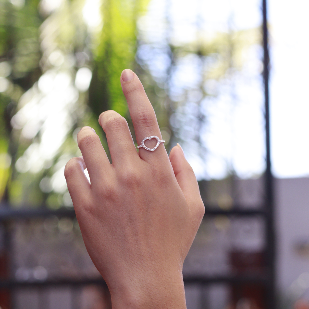 Anel Coração Eterno Cravejado- Prata