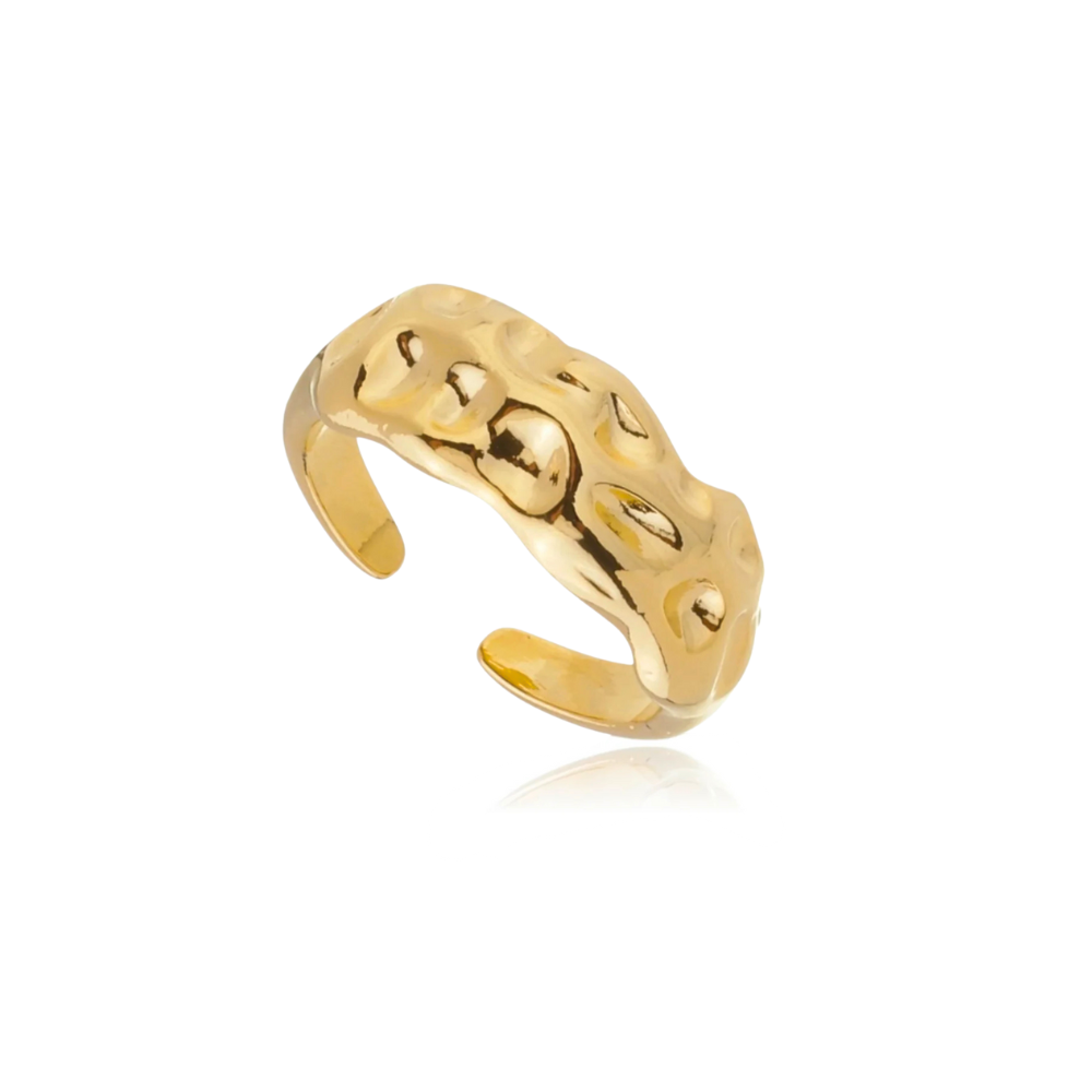 Anel Forma Fluida Martelado - Dourado
