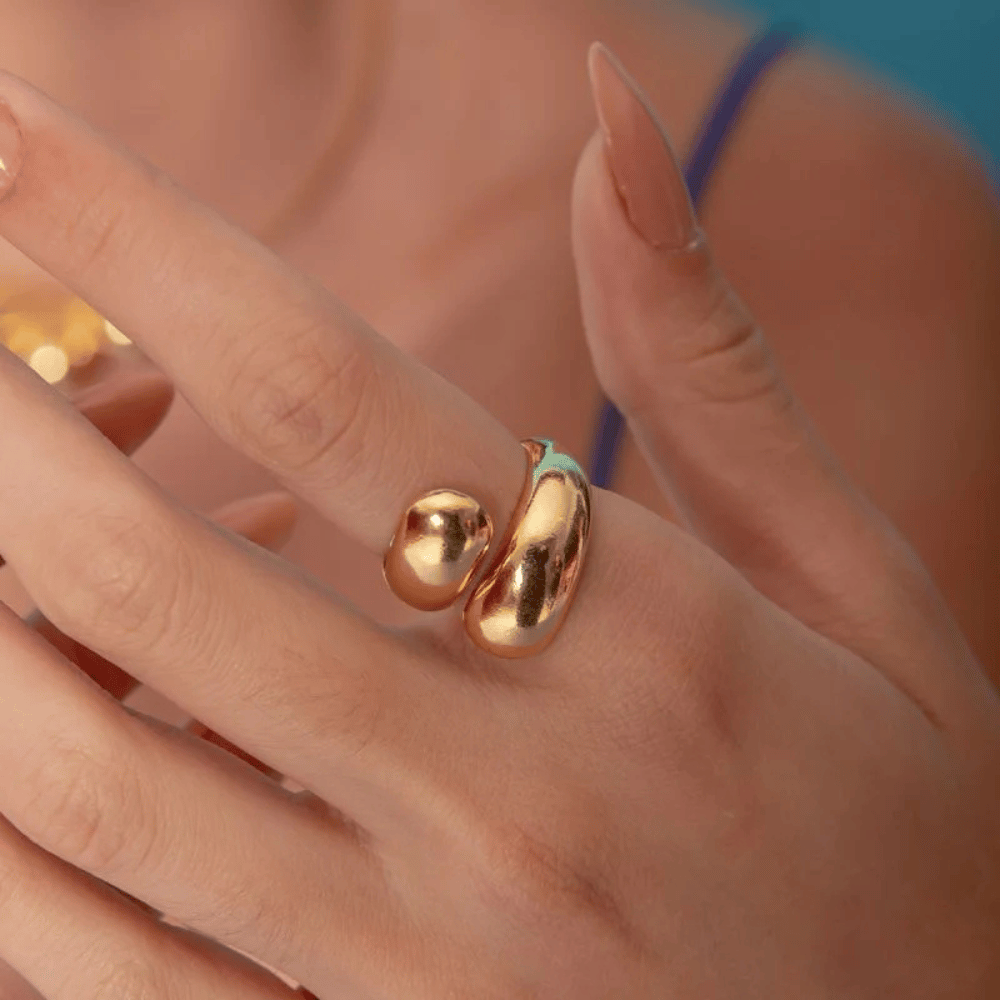 Anel Gota Fluido Ajustável - Dourado