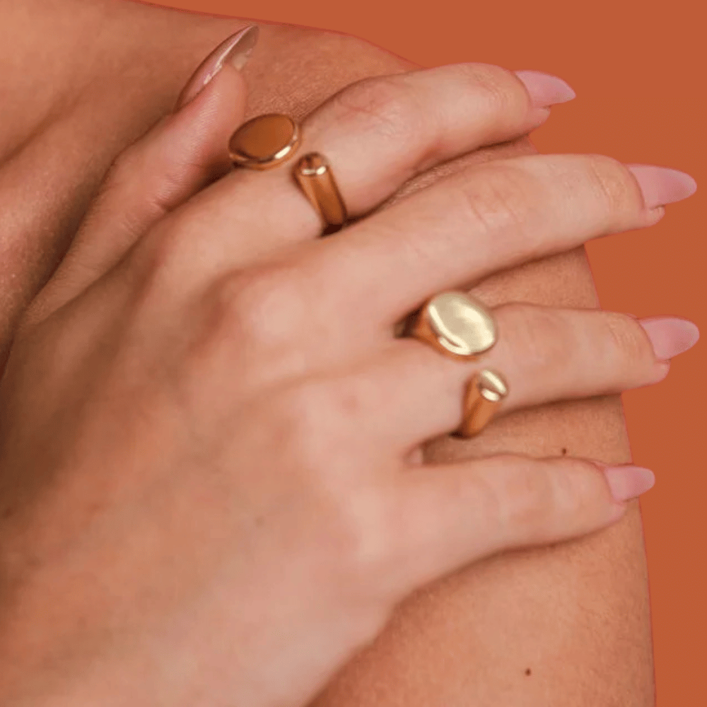 Anel Minimalista Duo Ajustável - Dourado