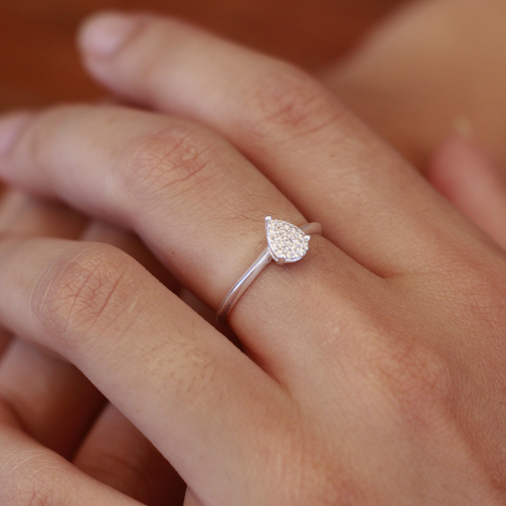 Kit Colar e Anel Gota de Luz - Prata