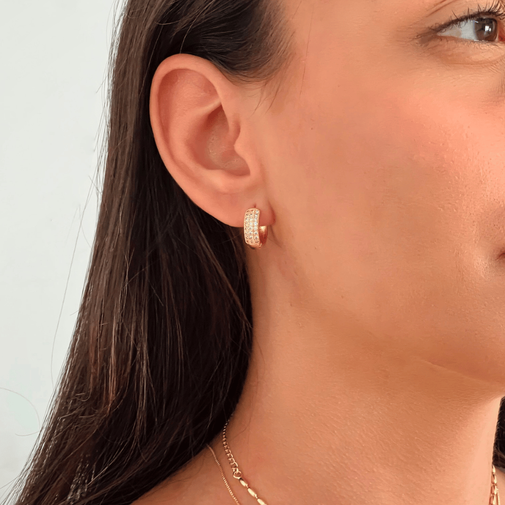 Argola 3 Fileiras de Zircônia