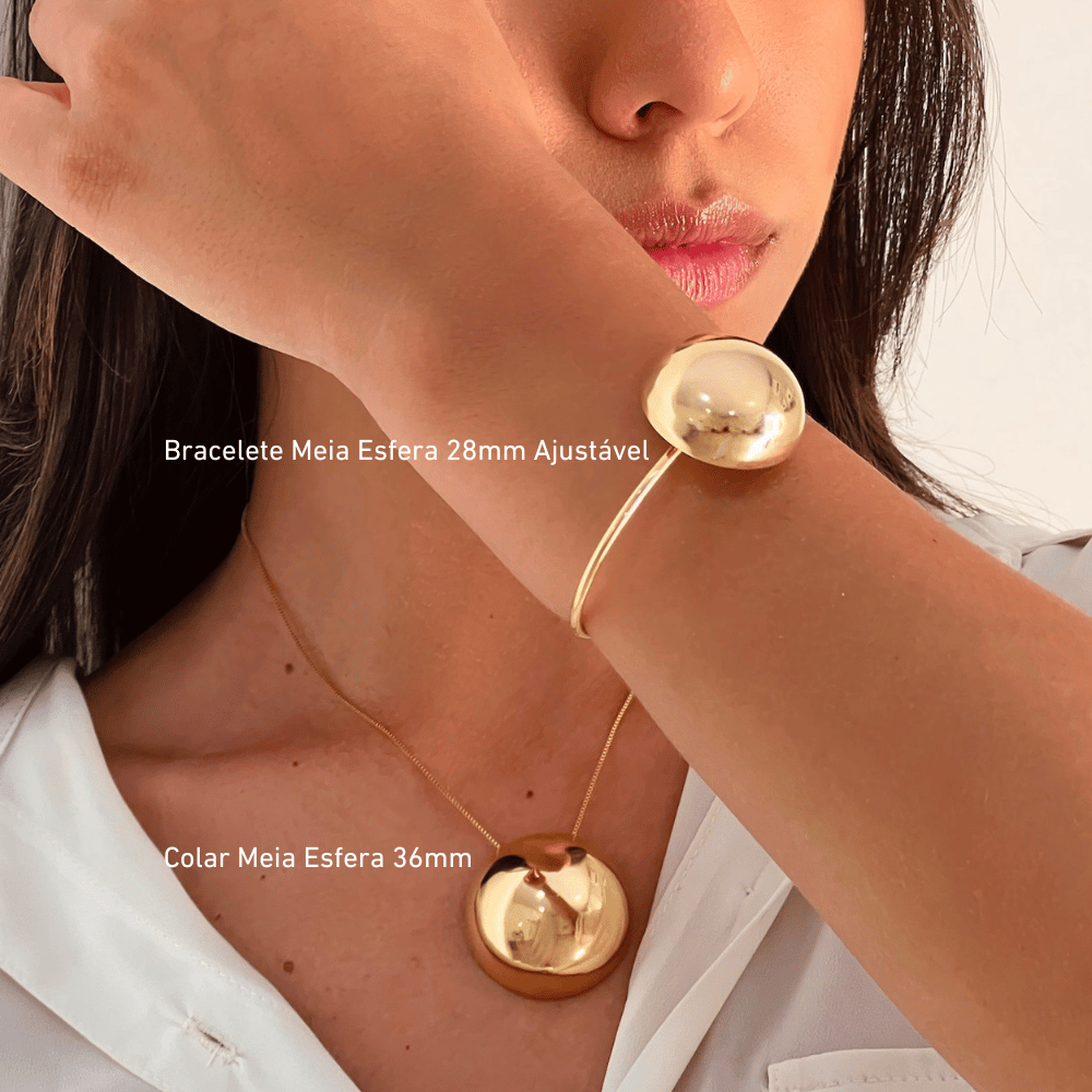 Bracelete Meia Esfera 28mm - Dourado