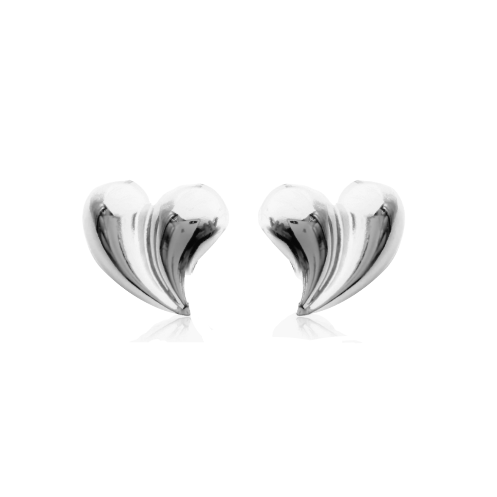 Brinco Coração Torcido Orgânico 25mm - Prata