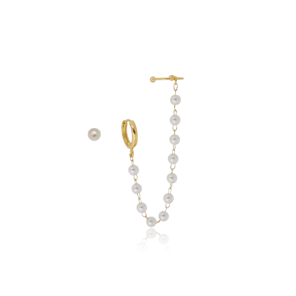 Brinco Ear Line Mavi Com Piercing Fake - Dourado