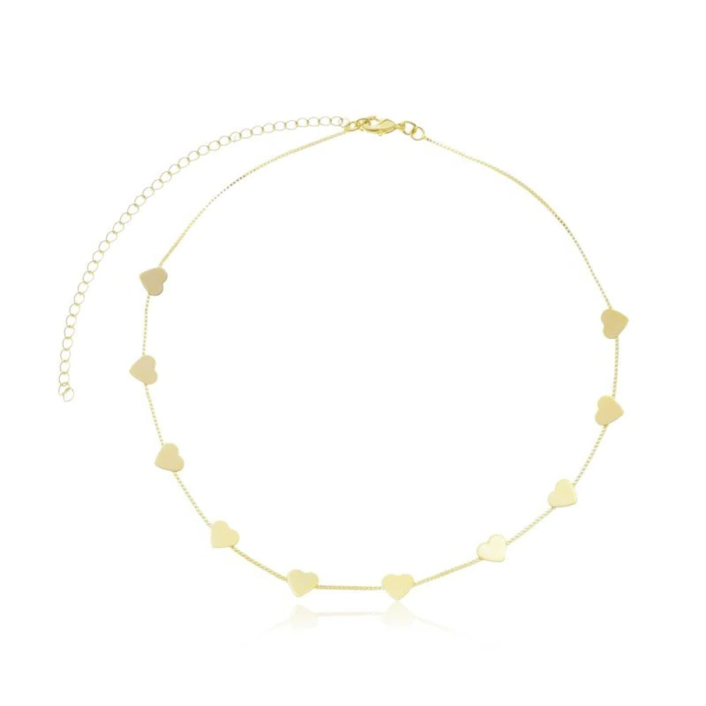 Choker Corações Lisos - Dourado