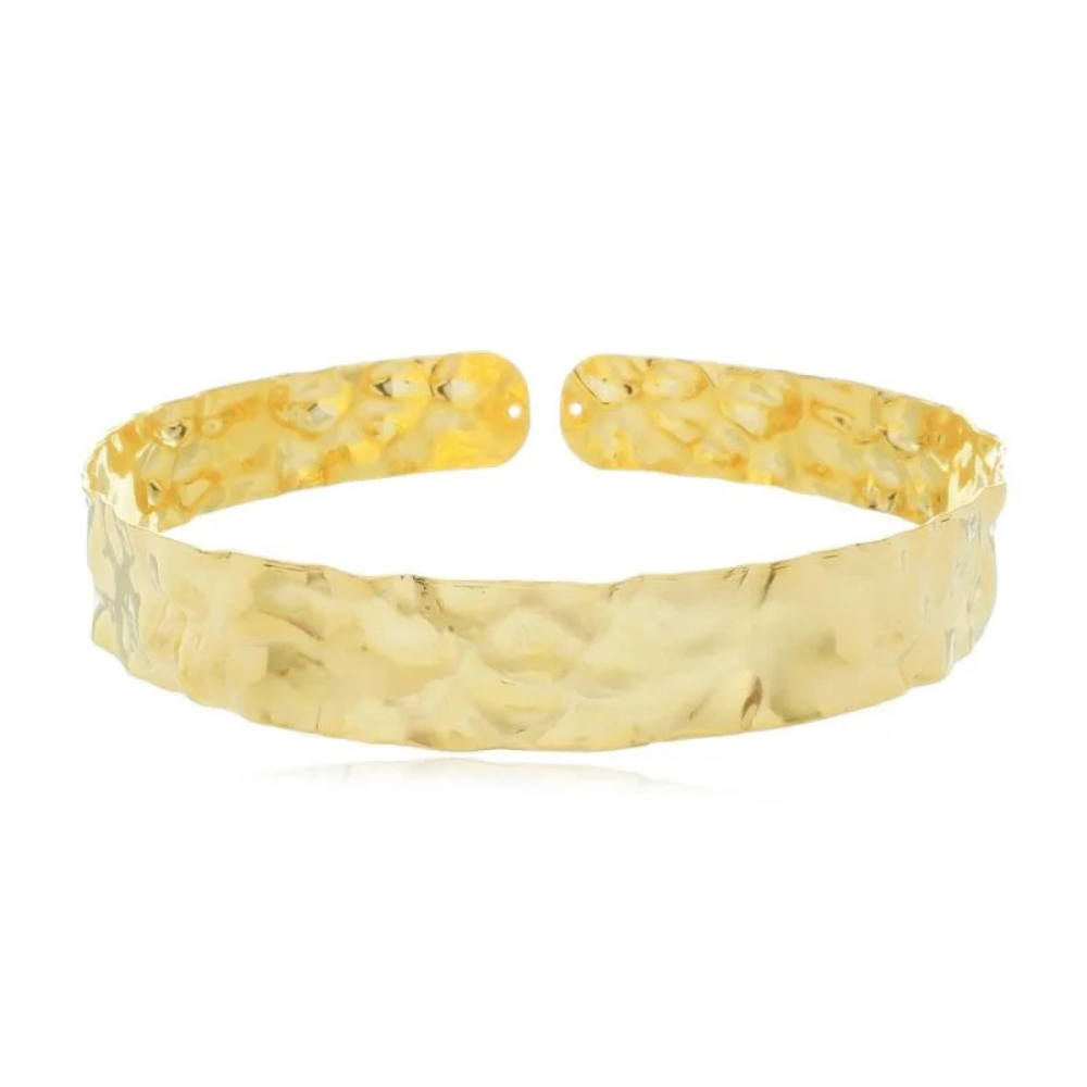 Choker Fita Martelada Rígida 15mm - Dourado