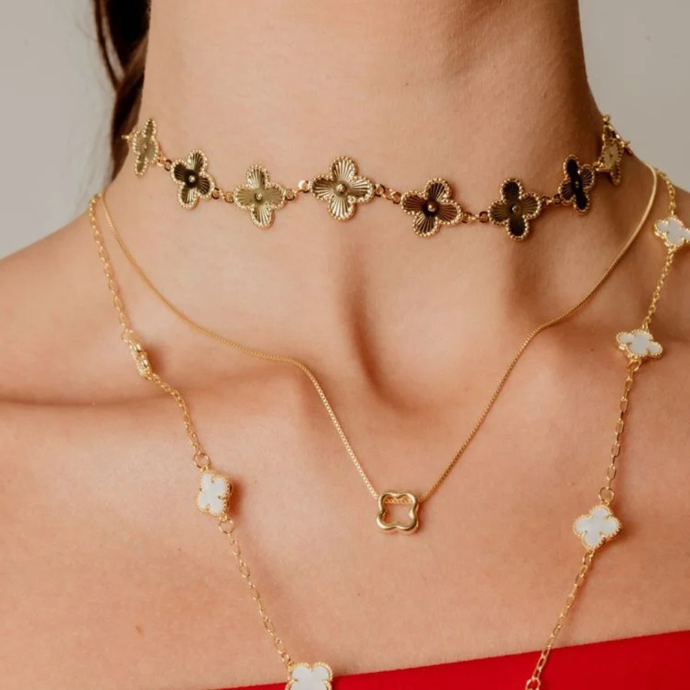 Choker Trevos Clássico 18mm - Dourado