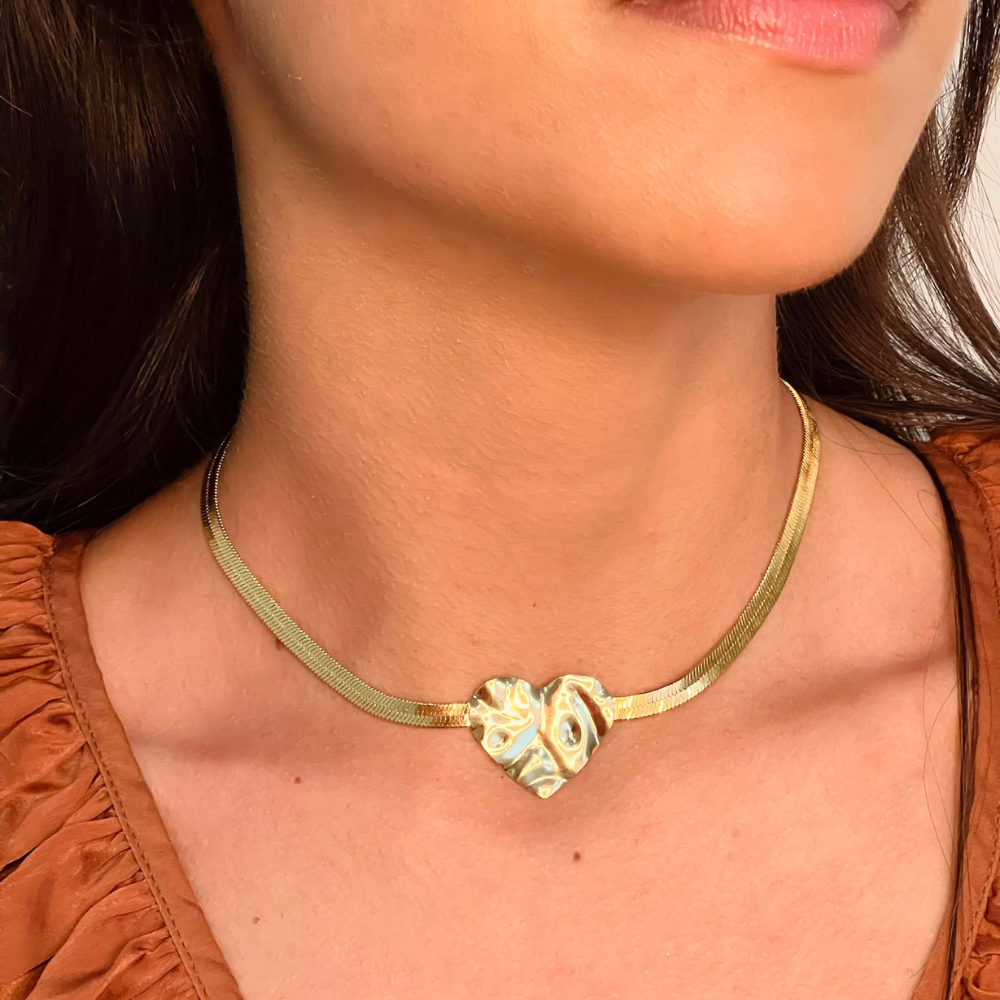 Choker Snake Coração Orgânico - Dourado