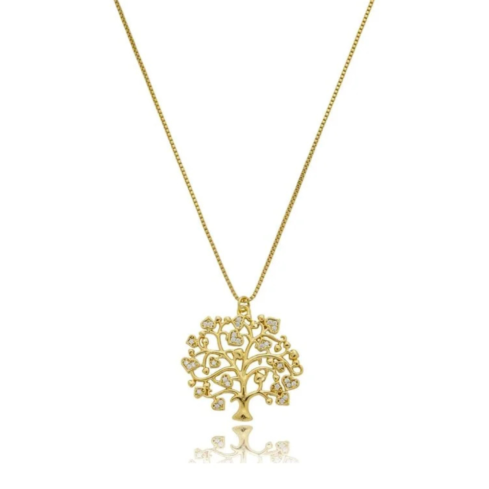 Colar Árvore da Vida com Zircônia - Dourado