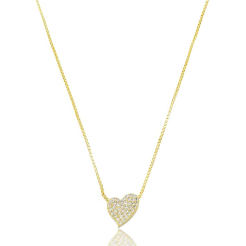 Colar Coração Cravejado em Zircônia - Dourado