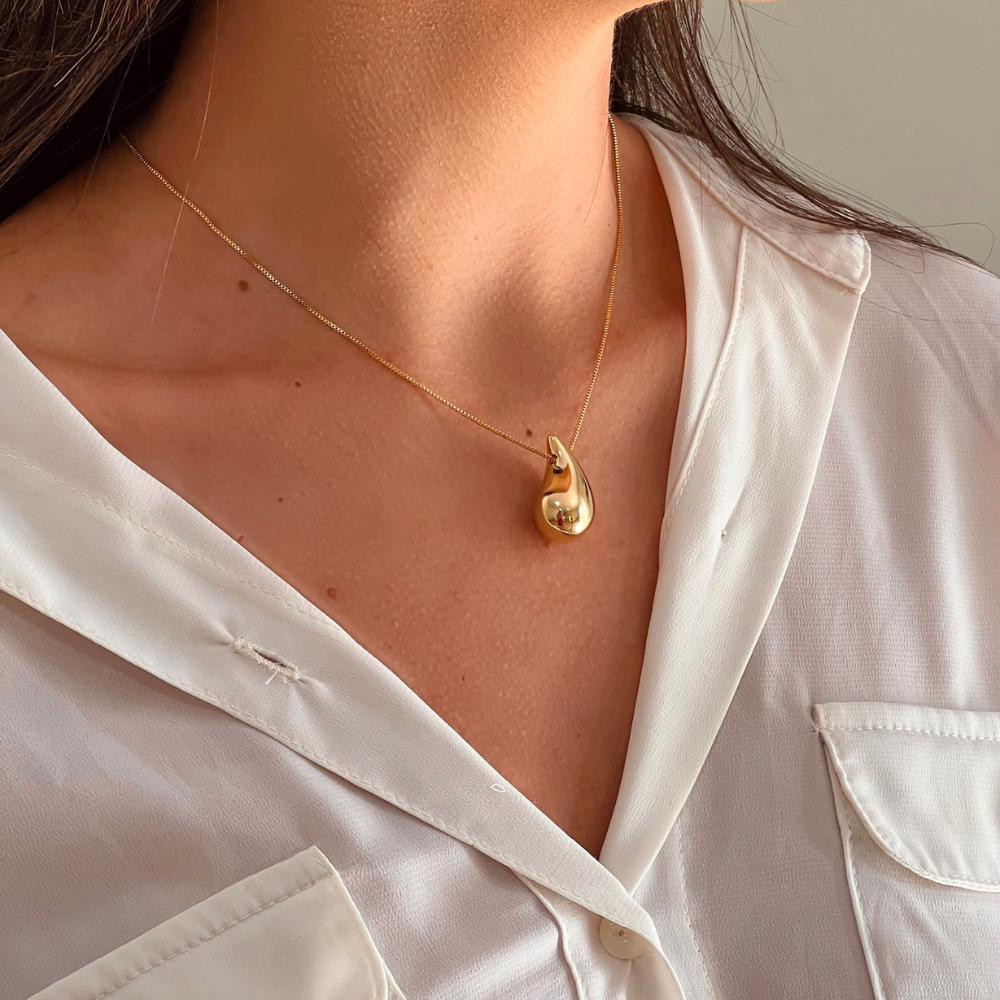 Colar Longo Gota Mavi - Dourado