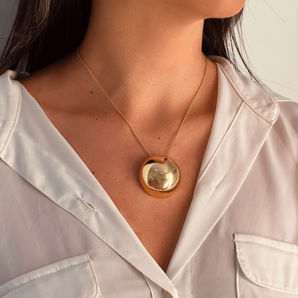 Colar Meia Esfera 36mm - Dourado
