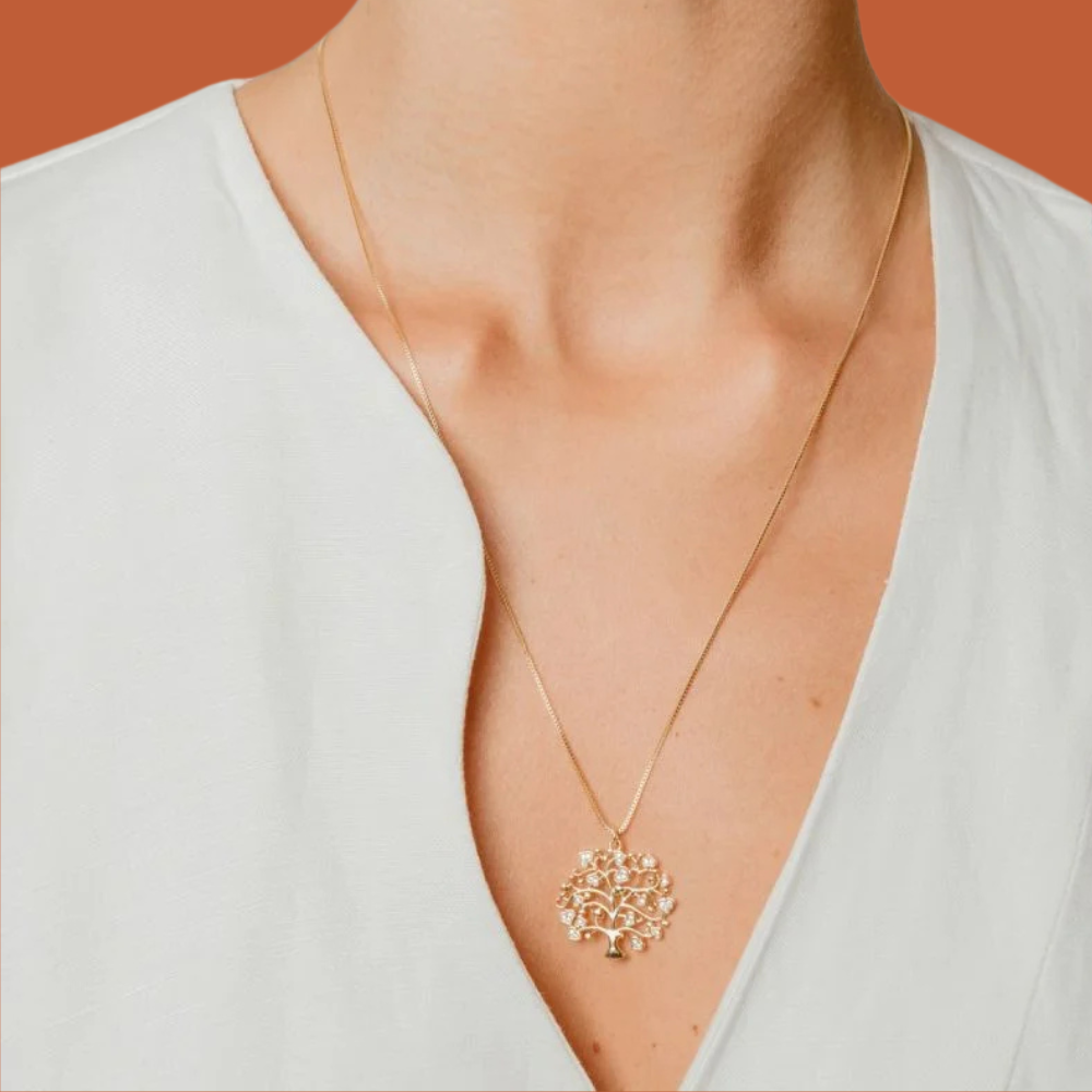 Colar Árvore da Vida com Zircônia - Dourado