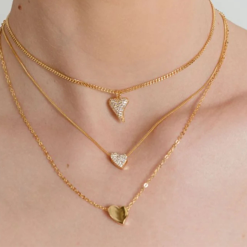 Colar Coração Cravejado em Zircônia - Dourado