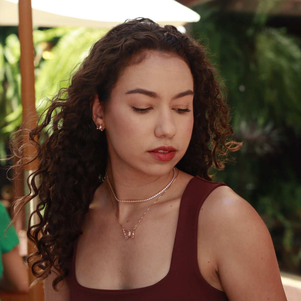 Conjunto Rosa Butterfly - Dourado