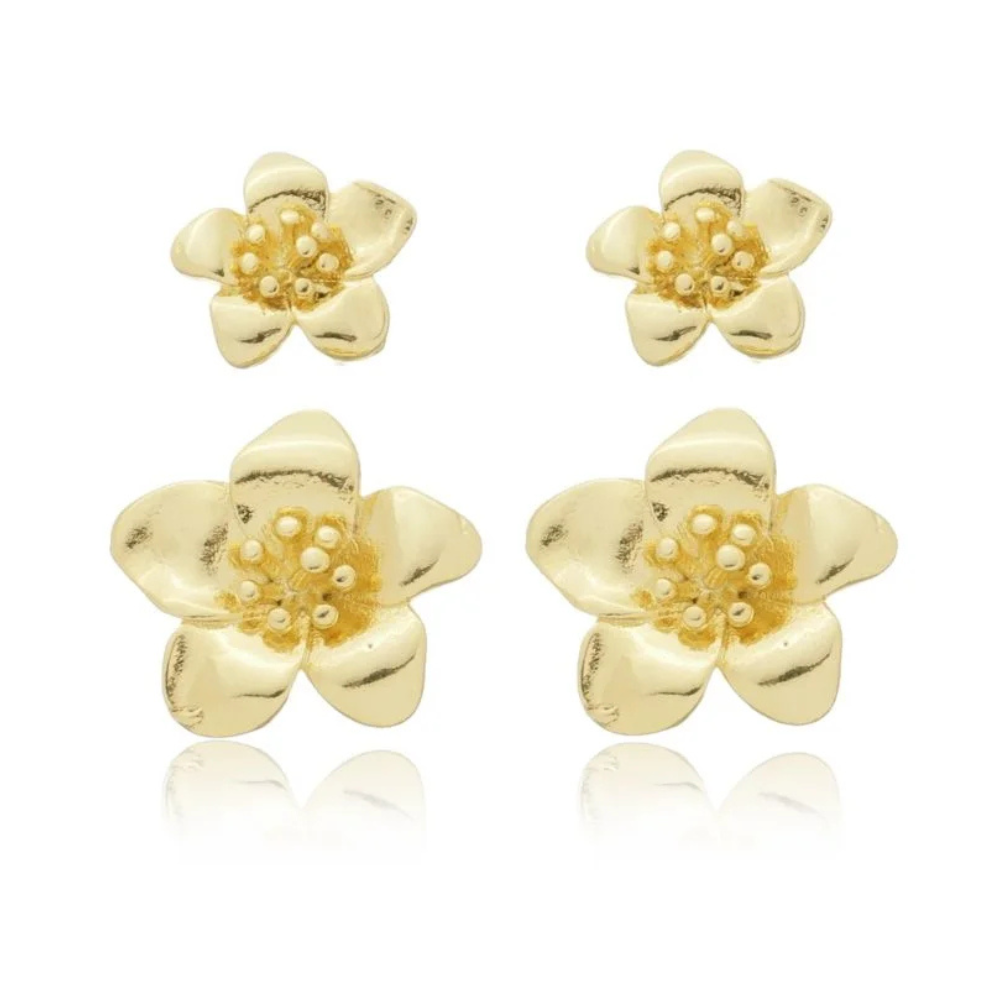 Kit Brinco Flor P, M - Dourado