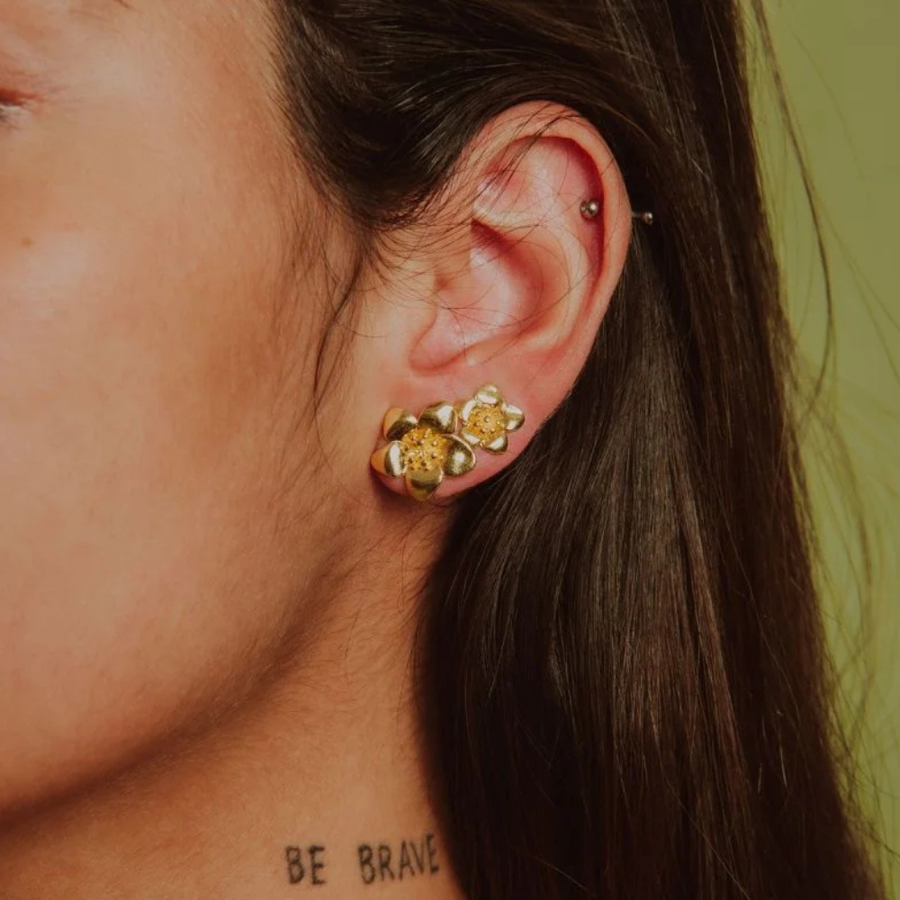 Kit Brinco Flor P, M - Dourado