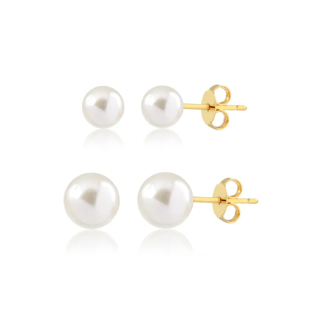 Brinco de Pérola Kit Banhado à Ouro