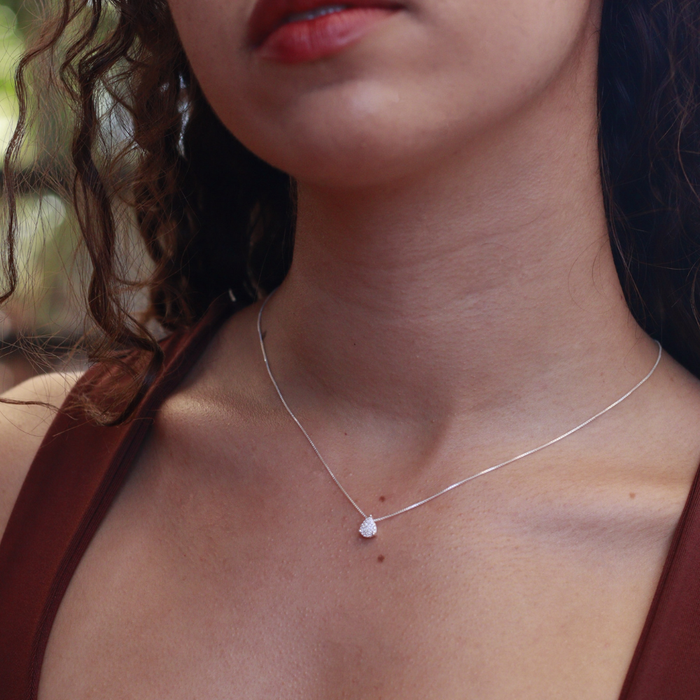 Kit Colar e Anel Gota de Luz - Prata