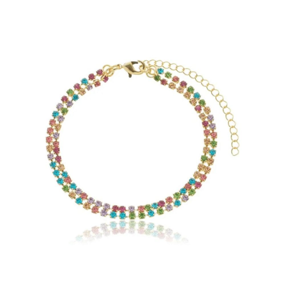 Pulseira Riviera Colorida Dupla - Dourado