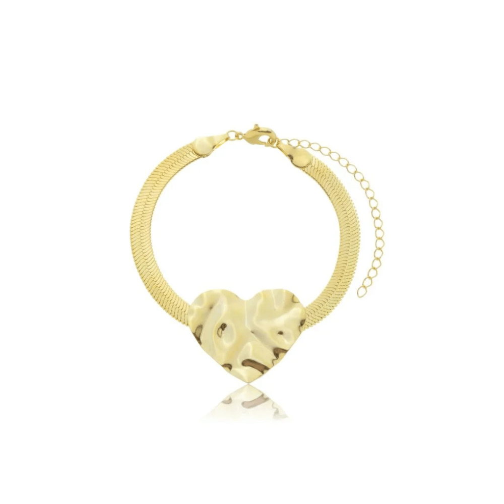 Pulseira Snake Coração Orgânico - Dourado