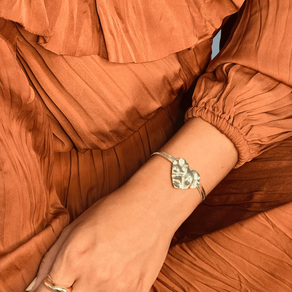 Pulseira Snake Coração Orgânico - Dourado