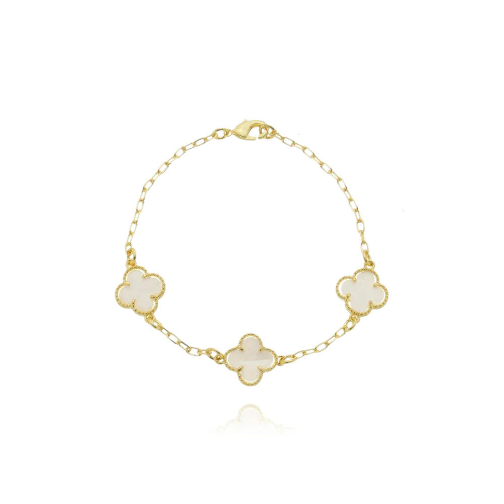 Pulseira Trevo 10mm Madre Pérola - Dourado