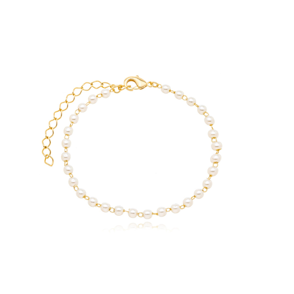 Pulseira de Pérolas 5mm - Dourado