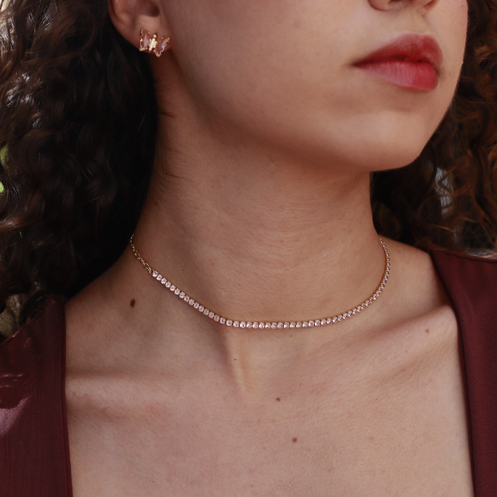 Choker Riviera Rosé 2,5mm - Dourado