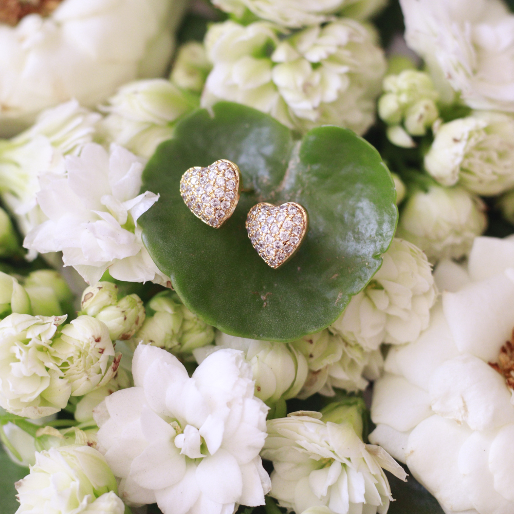 Brinco Coração Encanto Cravejado - Dourado