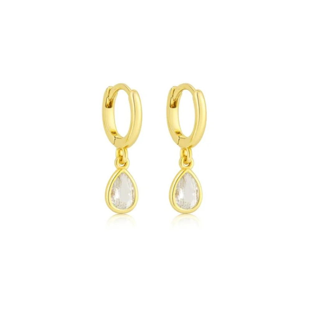 Brinco Argola Gota em Zircônia  - Dourado