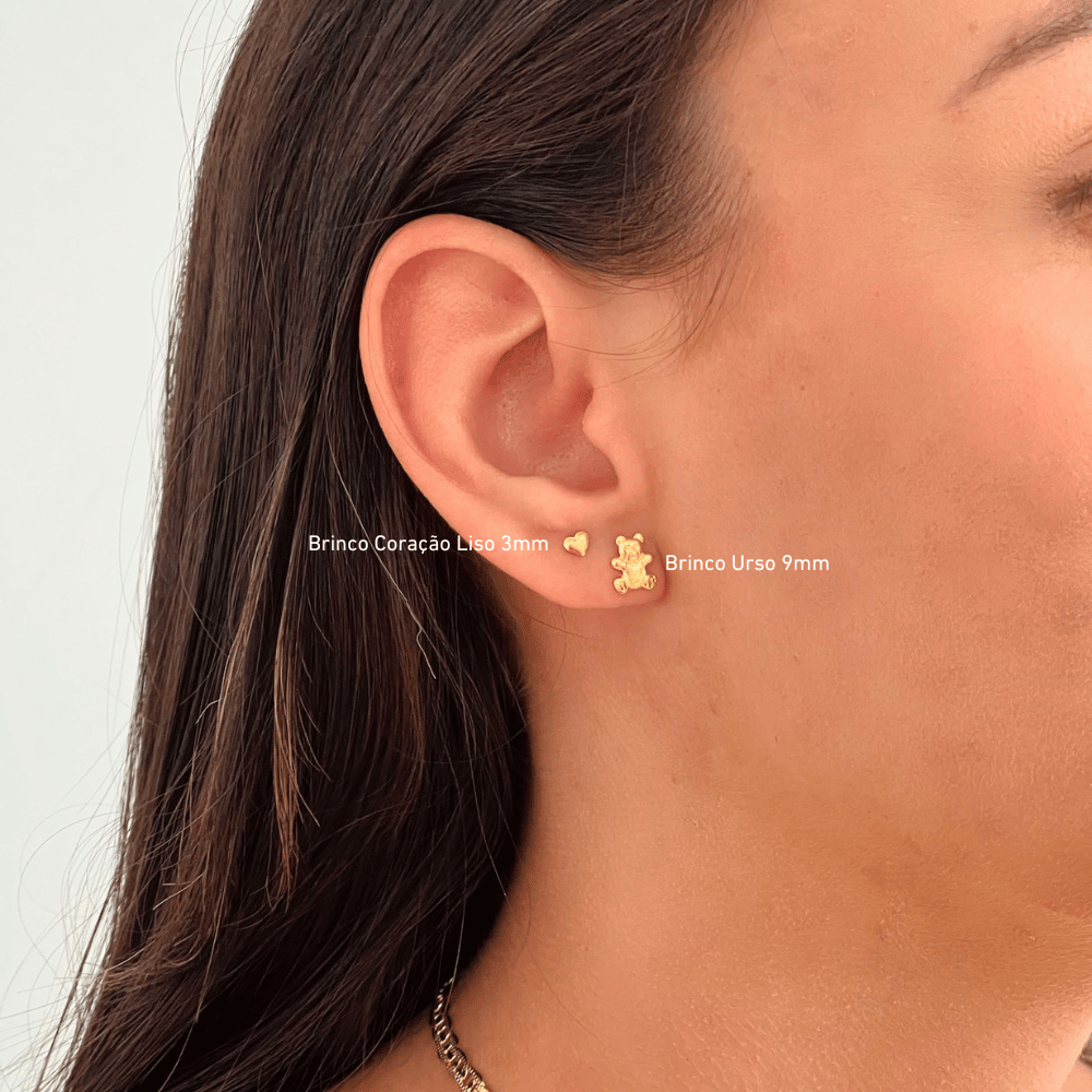 Brinco Infantil Urso 9mm - Dourado