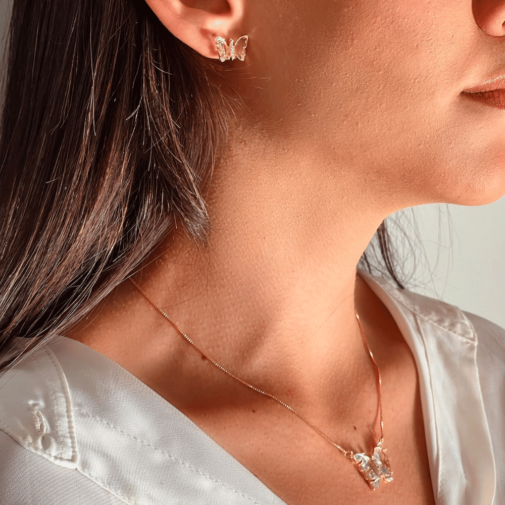 Conjunto  Crystal Butterfly - Dourado