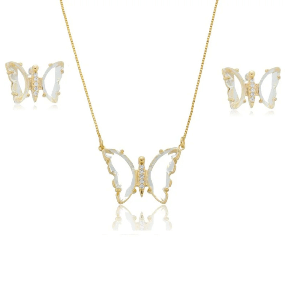Conjunto  Crystal Butterfly - Dourado