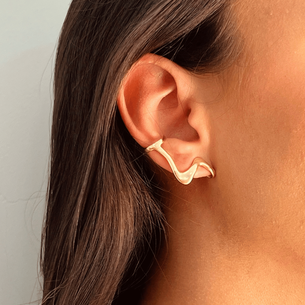 Brinco Ear Cuff Orgânico - Dourado