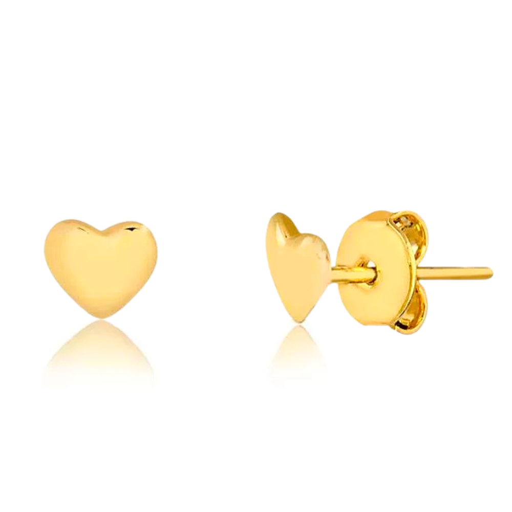 Brinco Infantil Coração Liso 3mm - Dourado