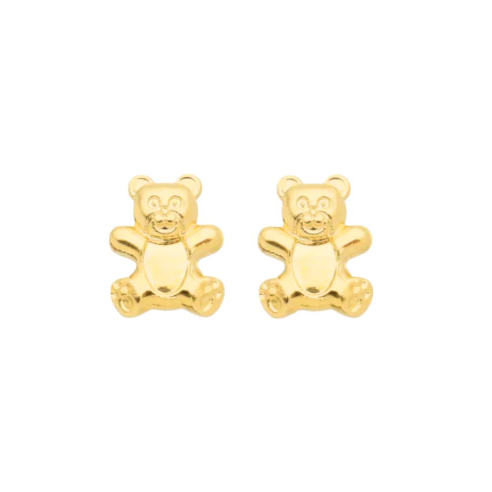 Brinco Infantil Urso 9mm - Dourado