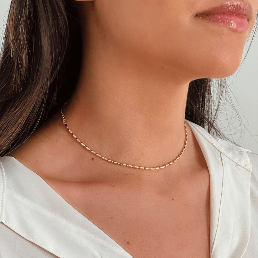 Choker Capsula Lisa - Dourado