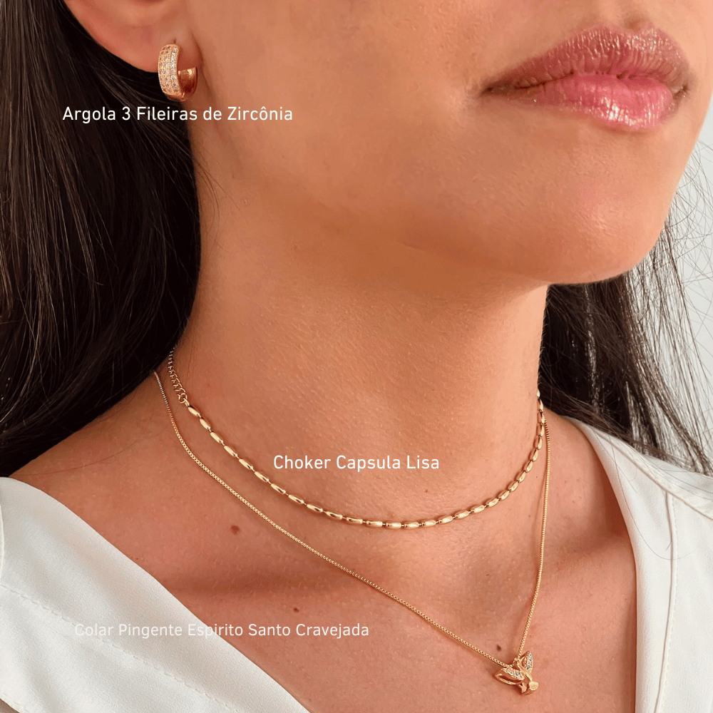 Argola 3 Fileiras de Zircônia