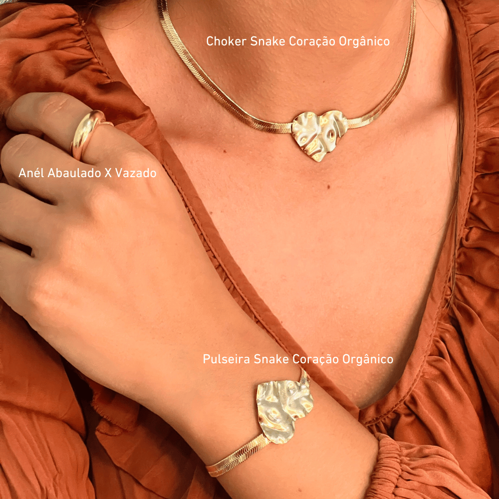 Choker Snake Coração Orgânico - Dourado