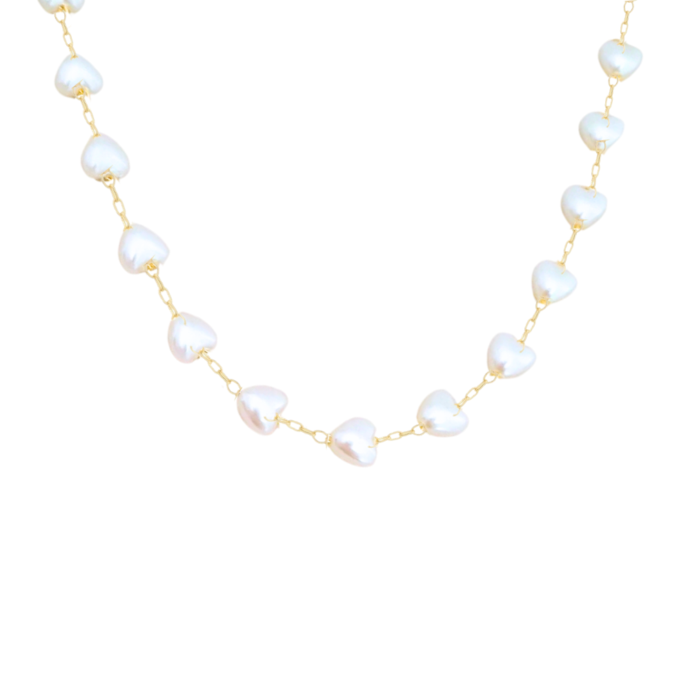 Choker com Pérolas Formato Coração - Dourado